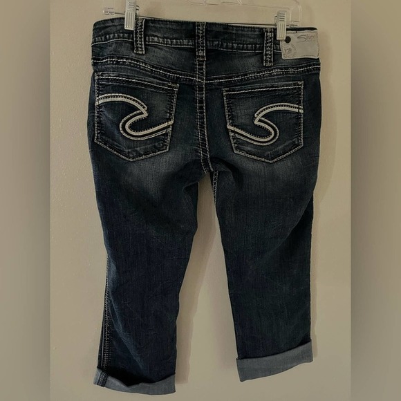 Silver Jeans Twisted Capri Tag Size 30 Blue Heavy Stitch Cropped Women’s Jeans - Picture 3 of 7